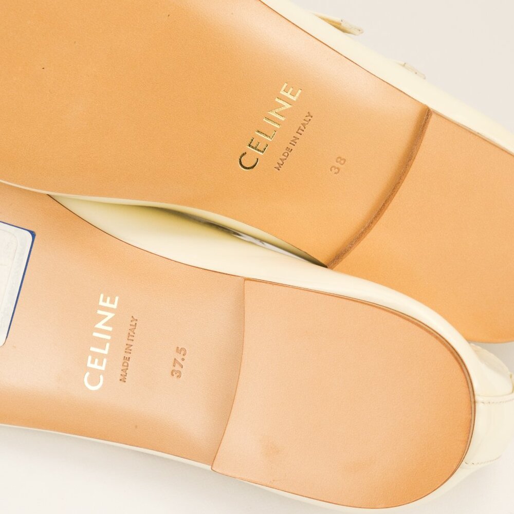 CELINE Criss-Cross Babies Ballerina Flats, Ivory Patent Leather - Picture 9 of 10